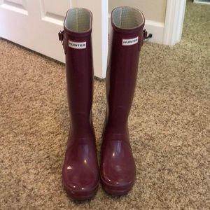 Maroon Red Hunter Glossy Boots